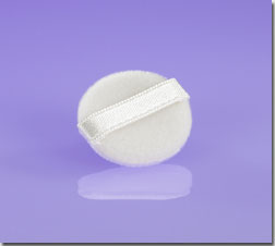 Mini Round Flocked Puff with Satin Ribbon