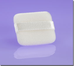Square Flocked Puff with Satin Ribbon