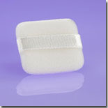 Square Flocked Puff with Satin Ribbon
