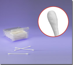 Double Head Round/Round Cotton Swab, Paper Handle