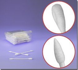 Double Head Point/Flat Cotton Swab, Paper Handle
