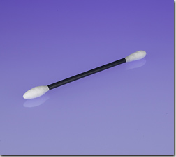Double Head Point/Round Cotton Swab, Black Plastic Handle
