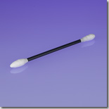 Double Head Point/Round Cotton Swab, Black Plastic Handle